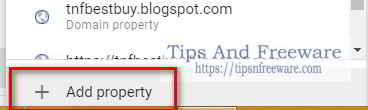 add a property in google search console