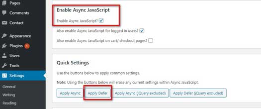 async javascript setting
