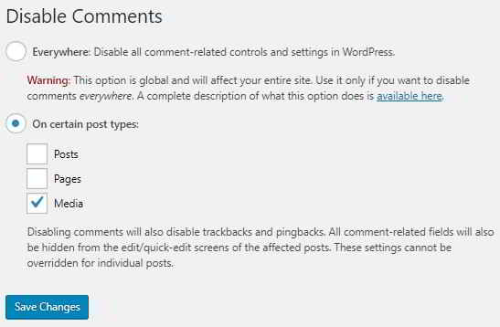 disable comment plugin settings