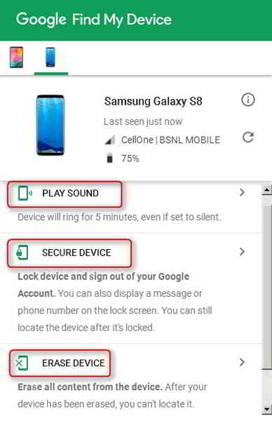 find lost or stolen android phone